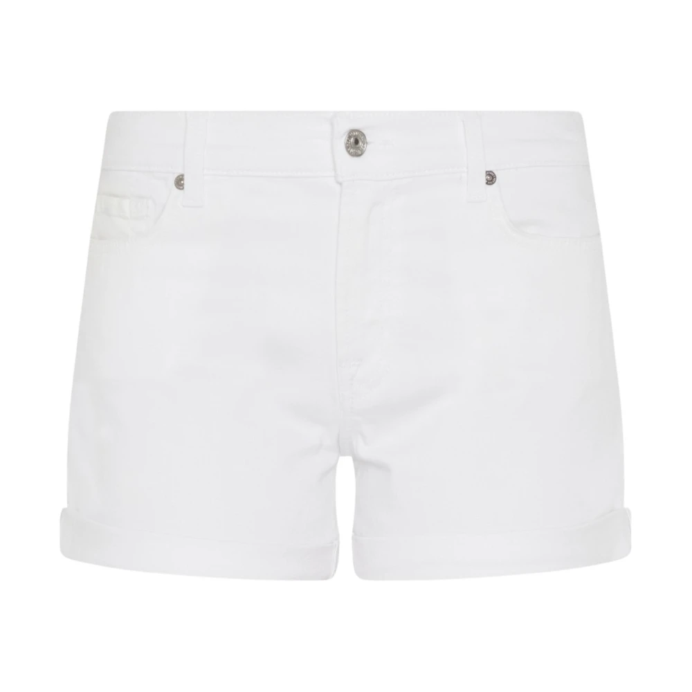 7 For All Mankind Witte Mid-Rise Denim Shorts White Dames