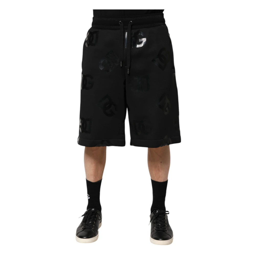 Dolce & Gabbana Men's Black Logo Bermuda Sweatshorts
