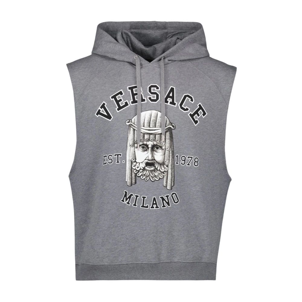 Versace Mouwloze hoodie met logo en La Maschera print Gray Heren