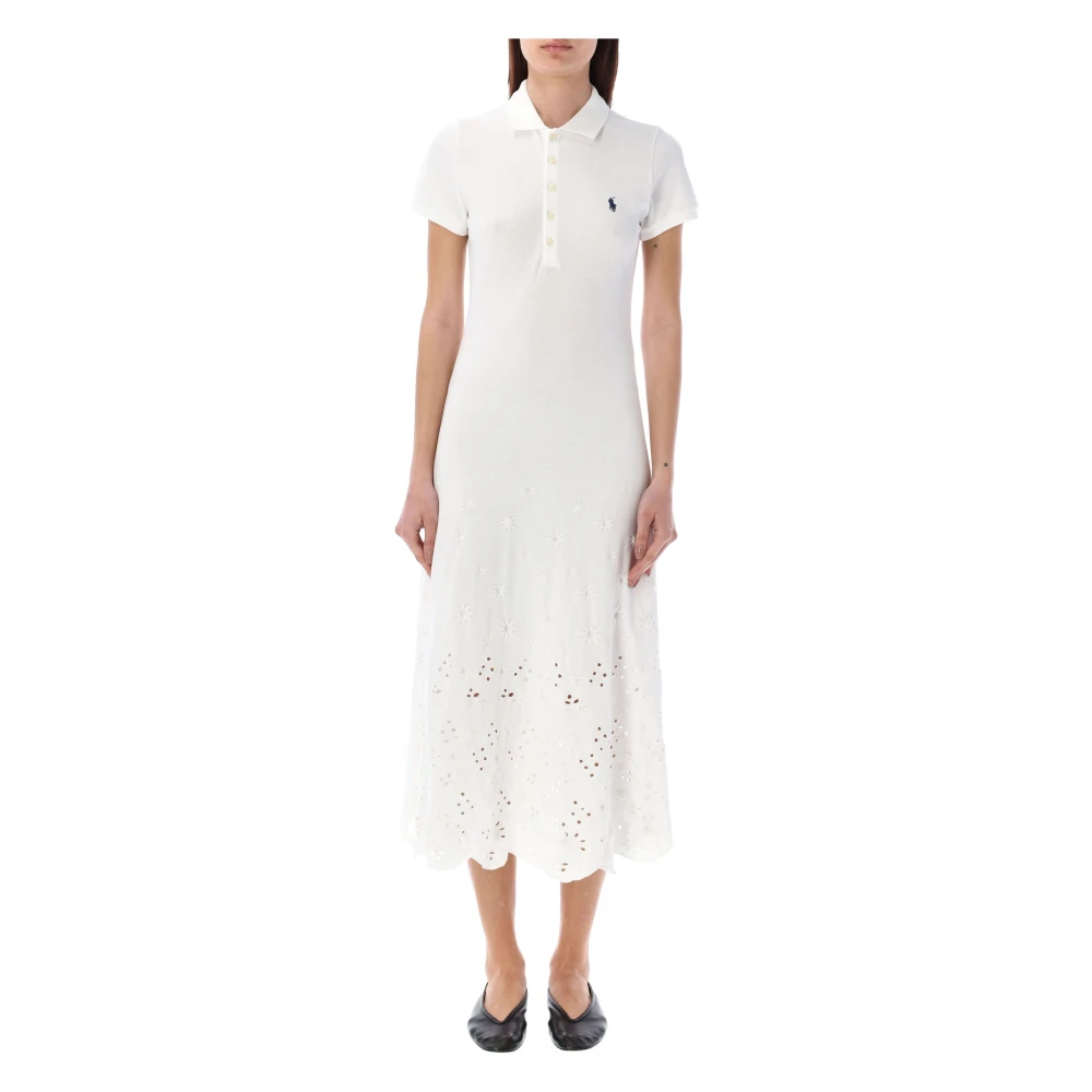 Ralph Lauren Eyelet Polo Jurk White Dames