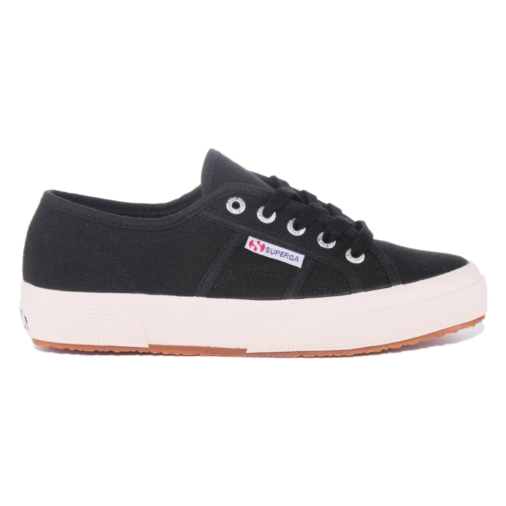 Superga Men's Black/White Canvas Lace-Up Trainers
