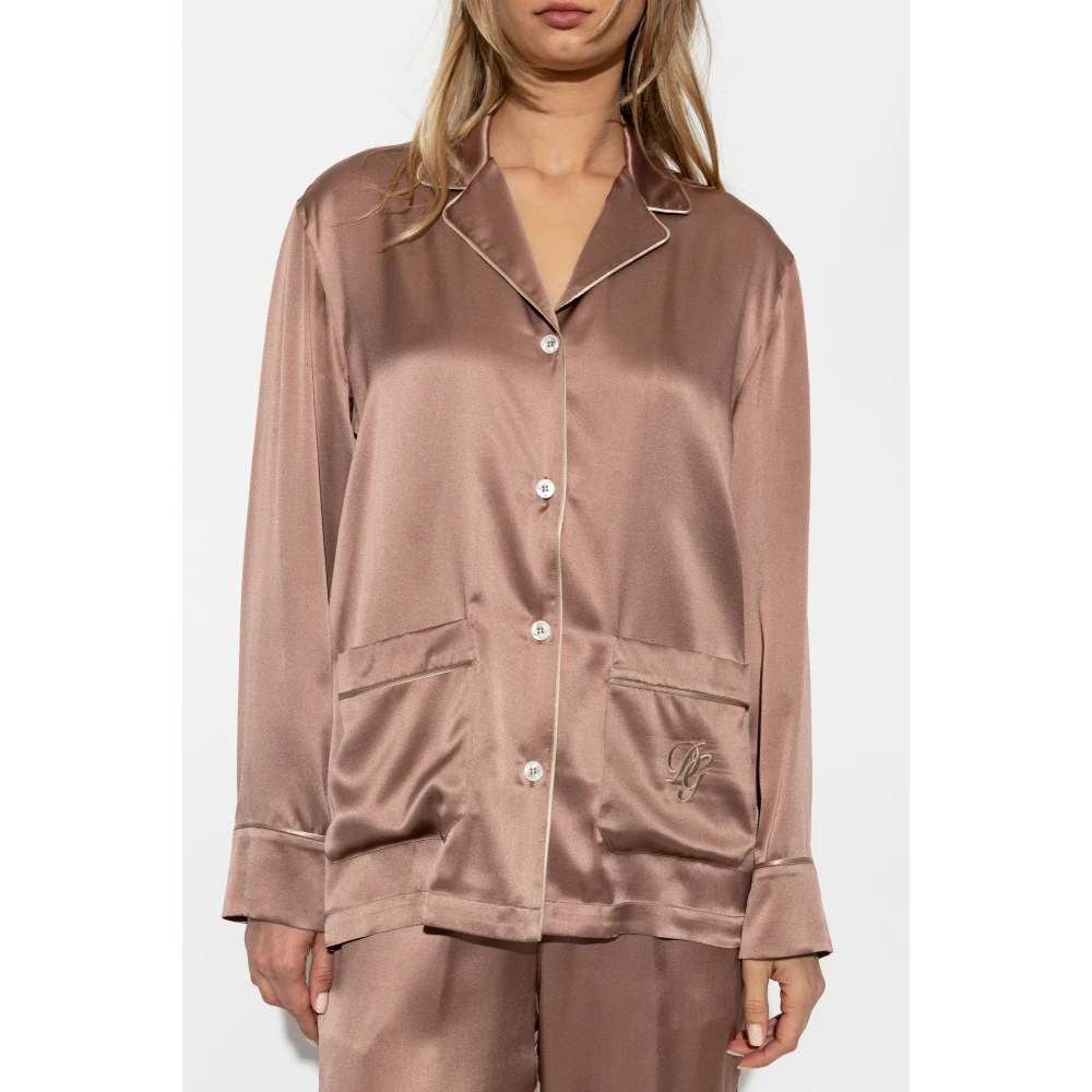Dolce & Gabbana Zijden top van pyjama's Pink Dames
