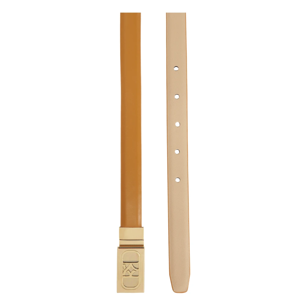 Kazar Beige en bruine dubbelzijdige riem met volledige gesp Brown Dames