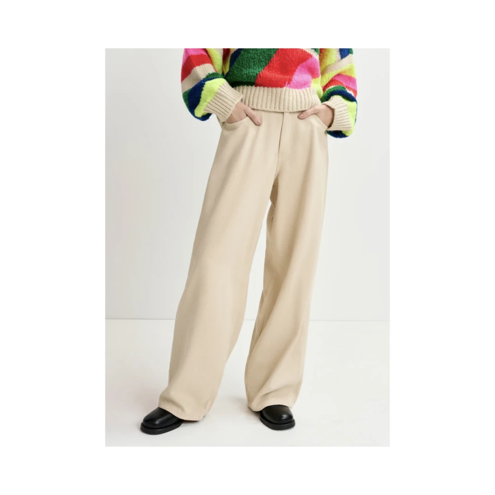 Essentiel Antwerp Wijde Pijp Denim Jeans Beige Dames