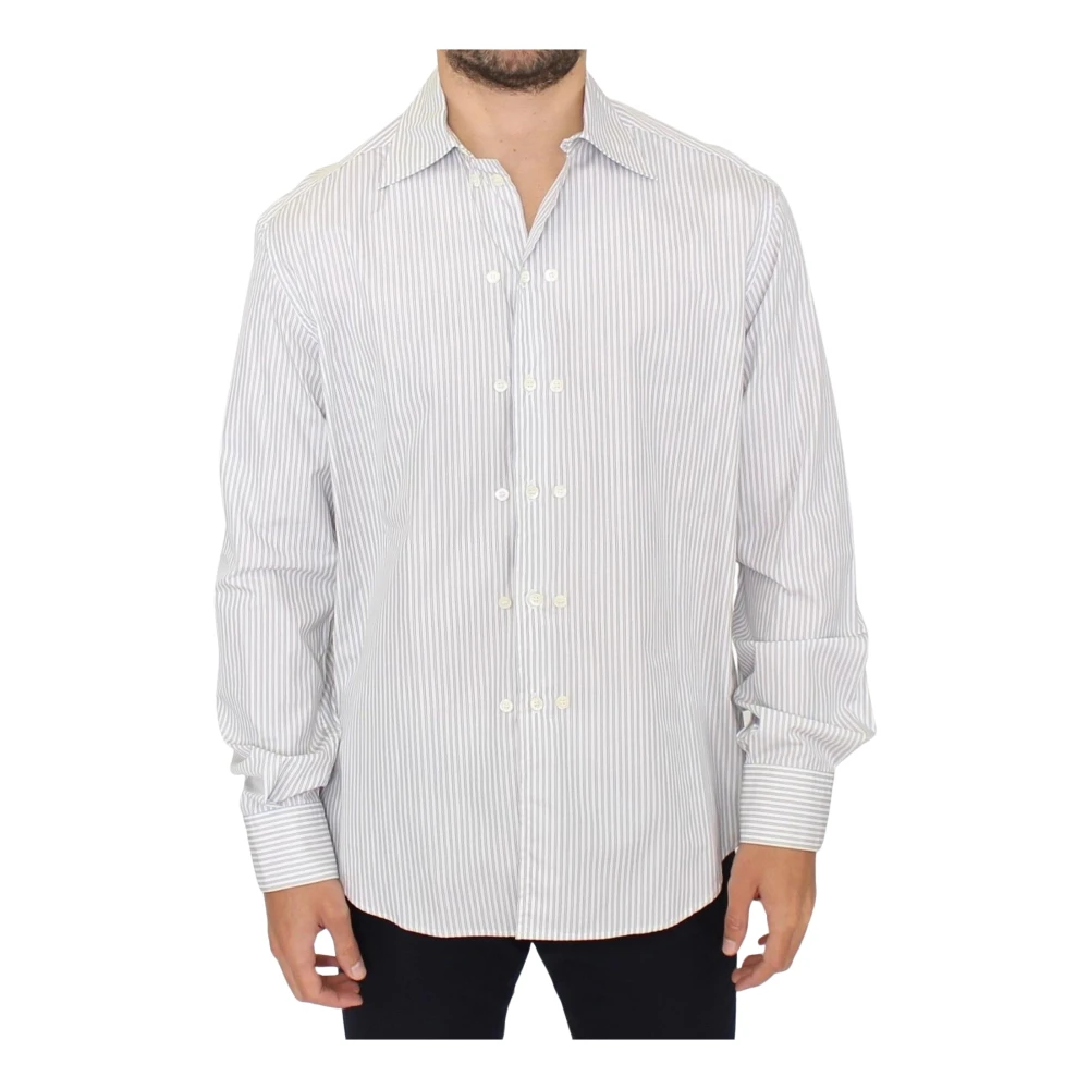 Ermanno Scervino Men's White/Gray Striped Casual Shirt
