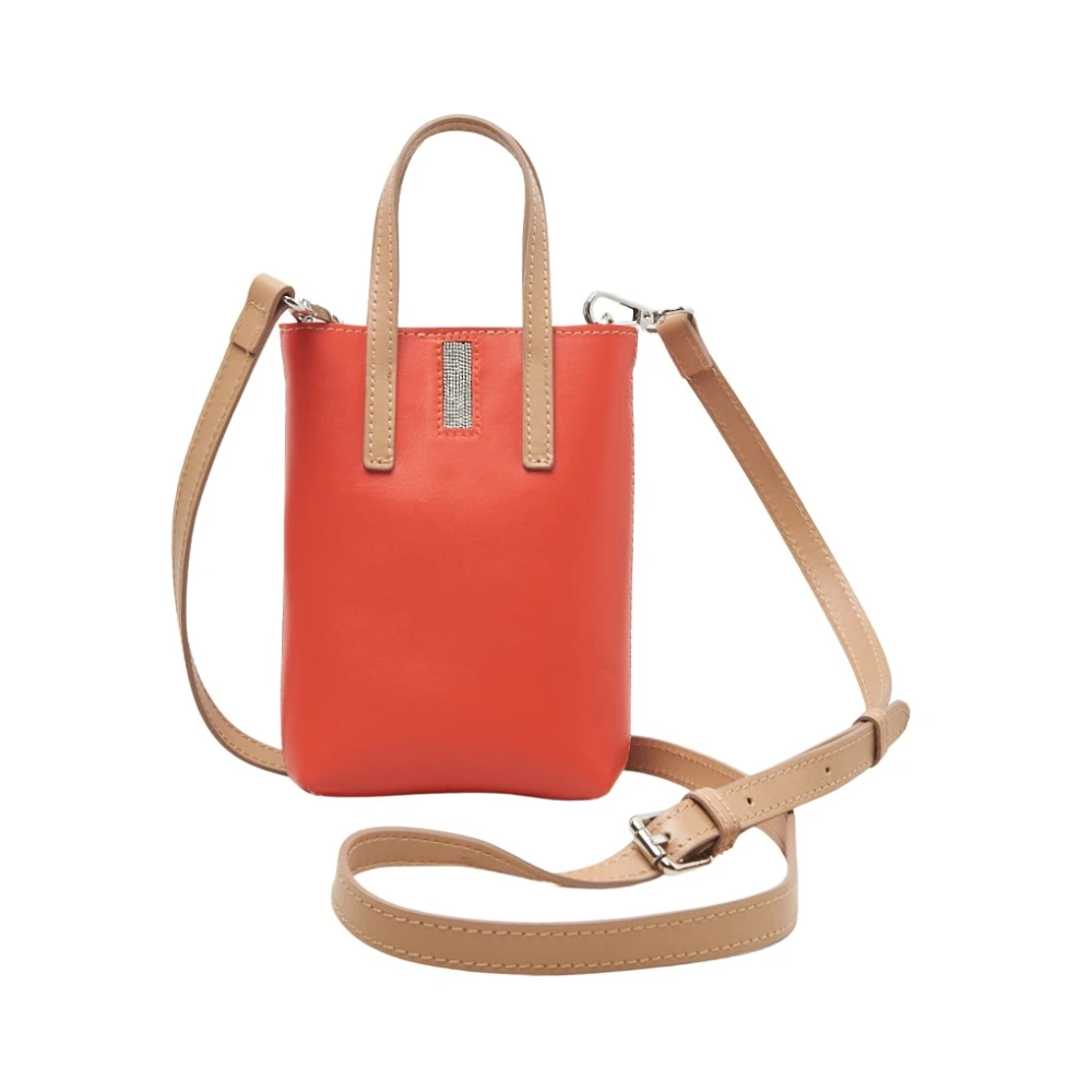 PESERICO Echt lederen micro-telefoontas Red Dames