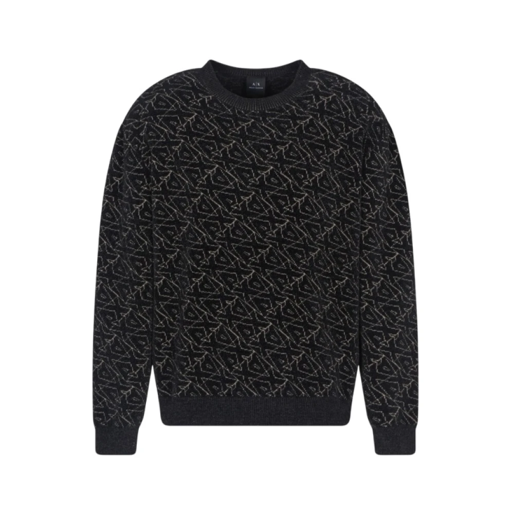 Armani Exchange Homme Noir Sweatshirts Et Sweats À Capuche, Taille: Xs Pull Ras Du Cou Avec Logo Intégral