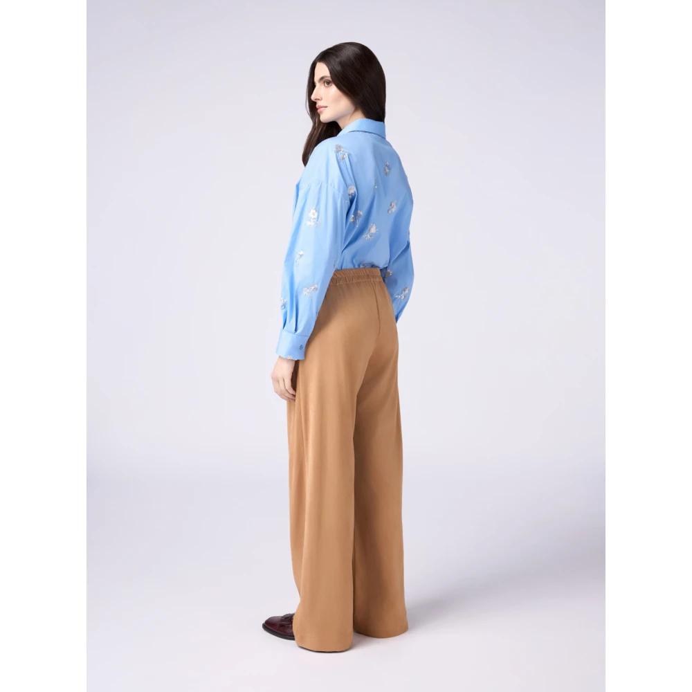 Oltre Palazzo broek met suède-effect Beige Dames