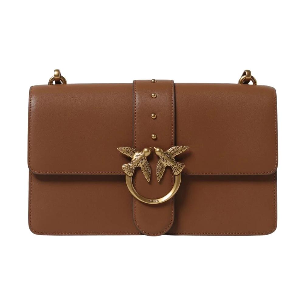Pinko Women's Brown Leather Shoulder Bag - Shoulder Bags - One Size - Bags