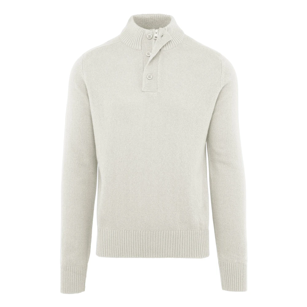 Bomboogie Hombre Blanco - Suéter De Lana Merina Con Cuello Alto Y Botones - Knitwear - M