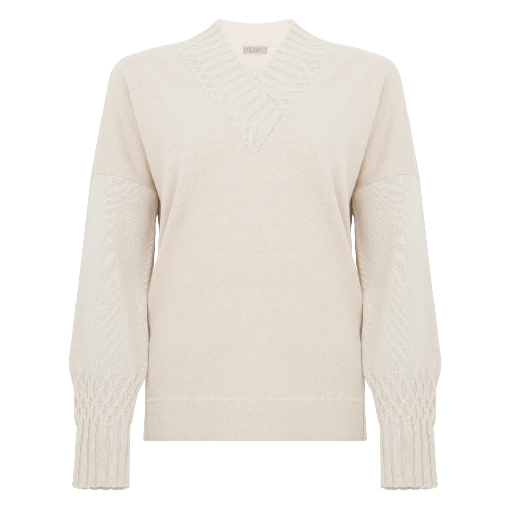 D.Exterior V-hals wollen trui wit White Dames