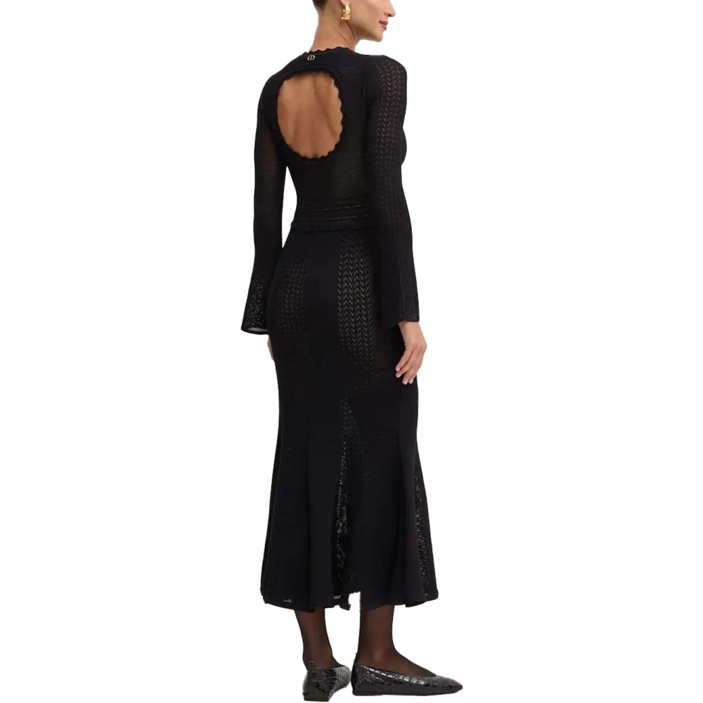 Twinset Katoenen Gebreide Jurk Black Dames
