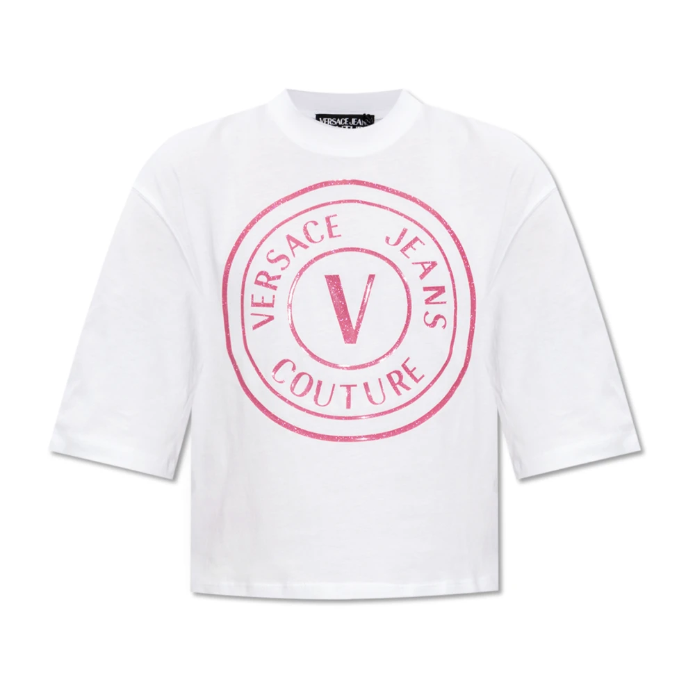 Versace Jeans Couture Witte T-shirts Polos voor Vrouwen White Dames