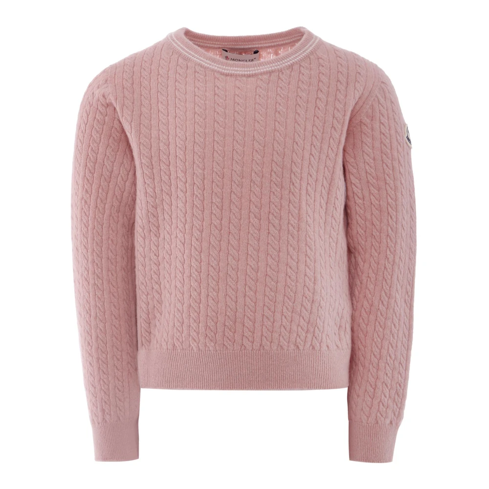 Moncler Unisex Kids Pink Knitwear,, Cable Knit Jumper Size 4 Y