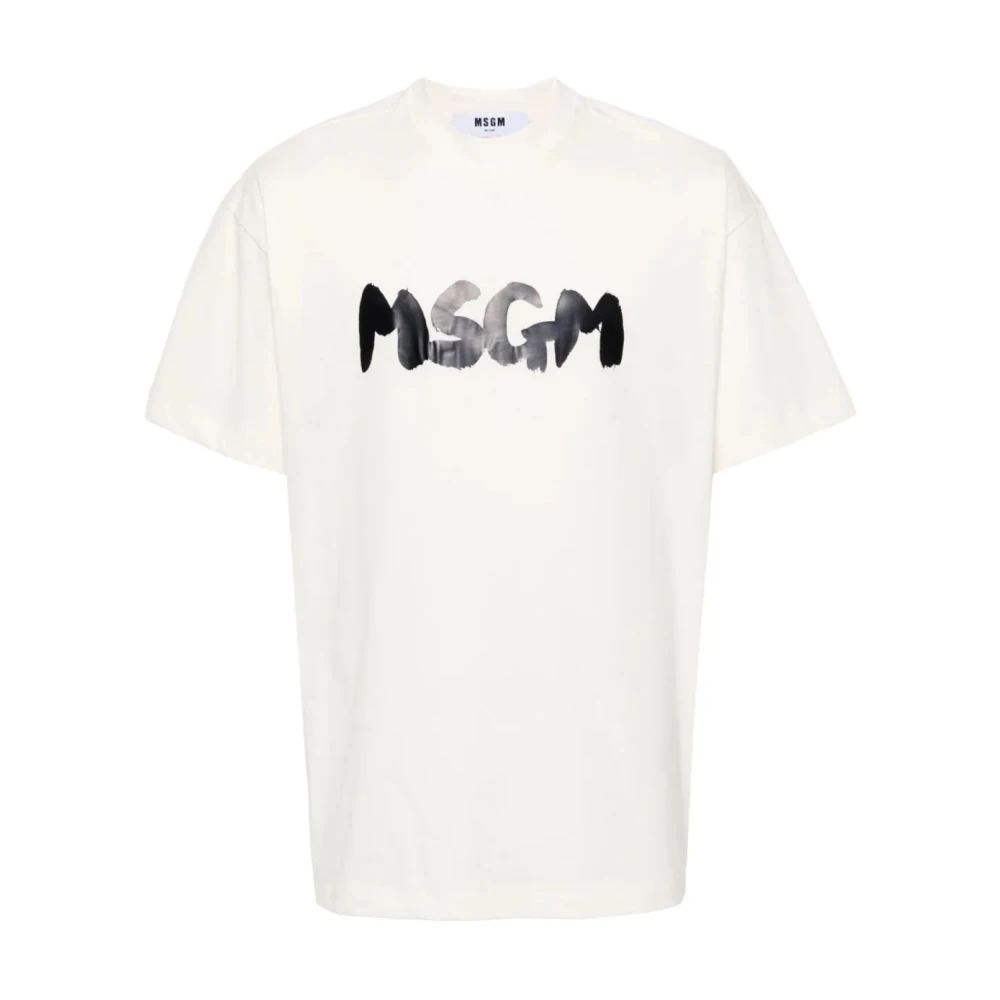 Msgm Kwaststreek Logo T-shirts en Polo's White Heren