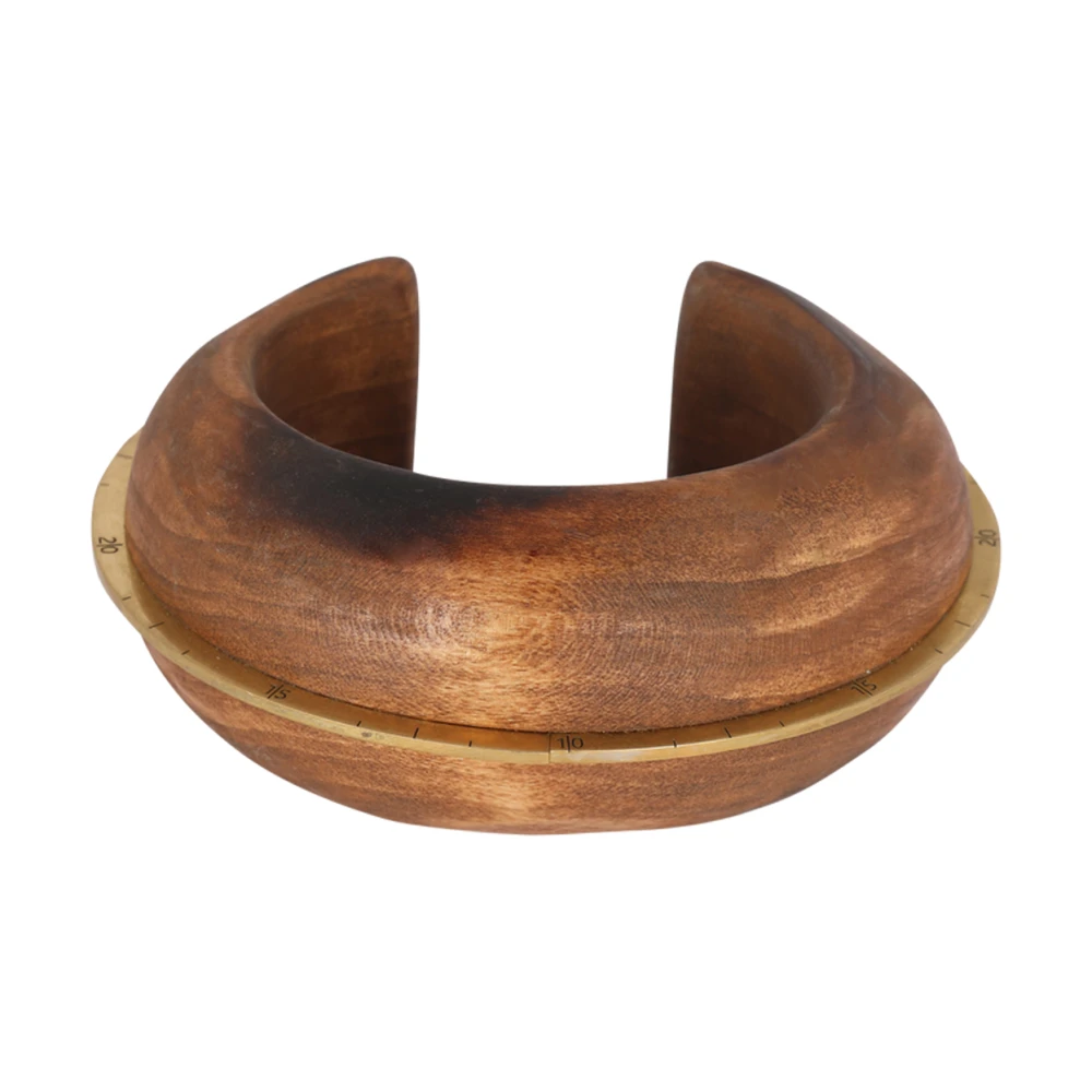 Balmain Zodiaque cuff bracelet in wood and brass Brun Dam