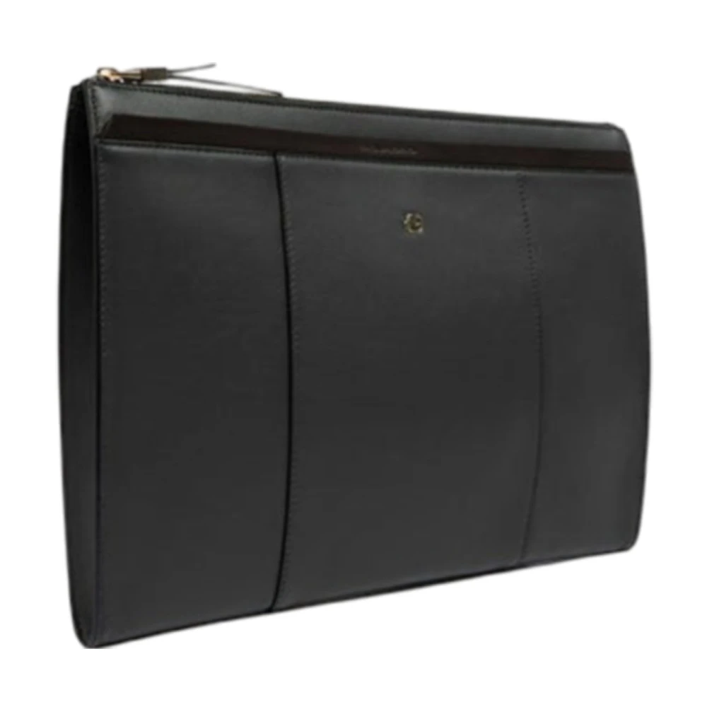 Piquadro Zwarte leren iPad mini clutch Black Dames