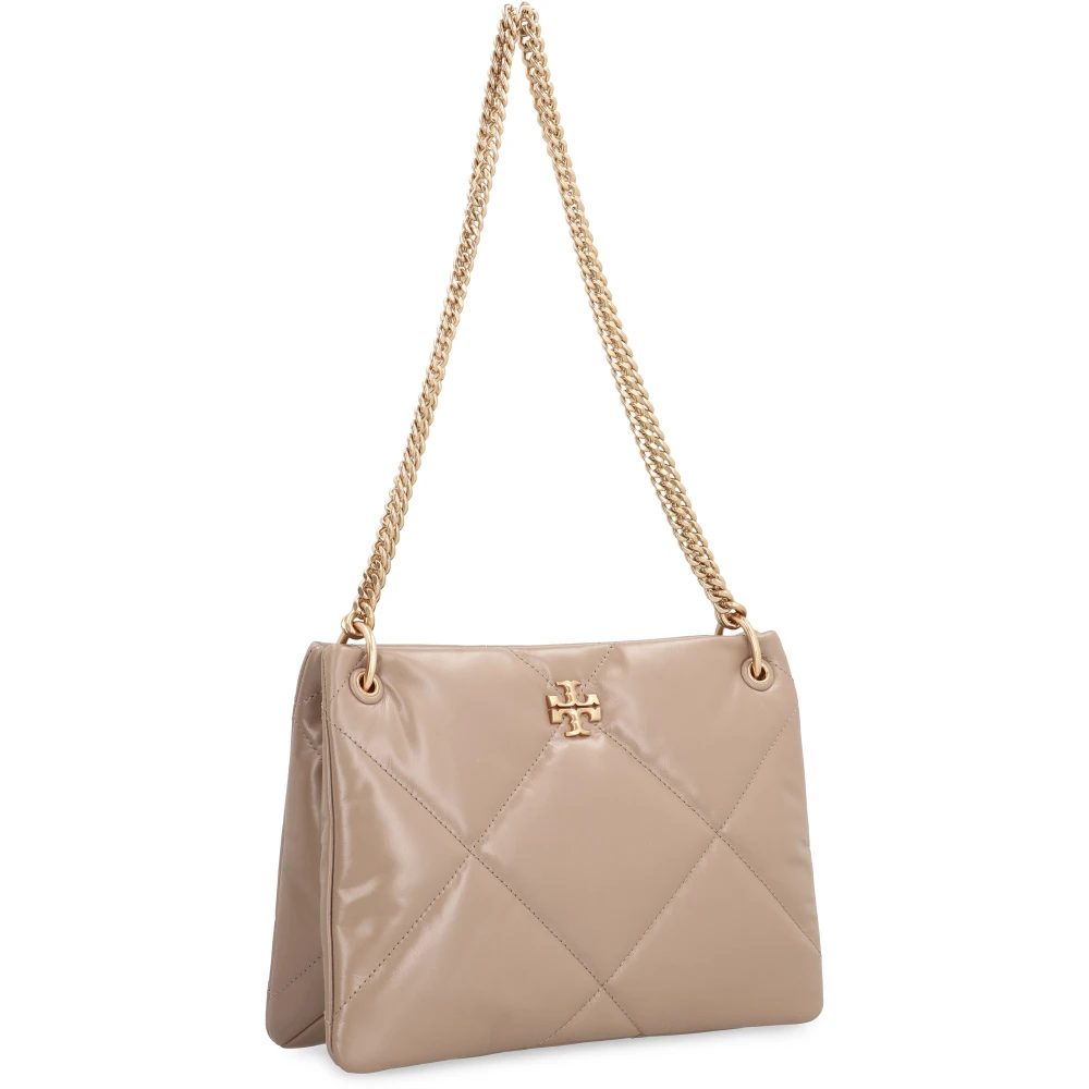 TORY BURCH Gewatteerde leren schoudertas met kettinghandvatten Beige Dames
