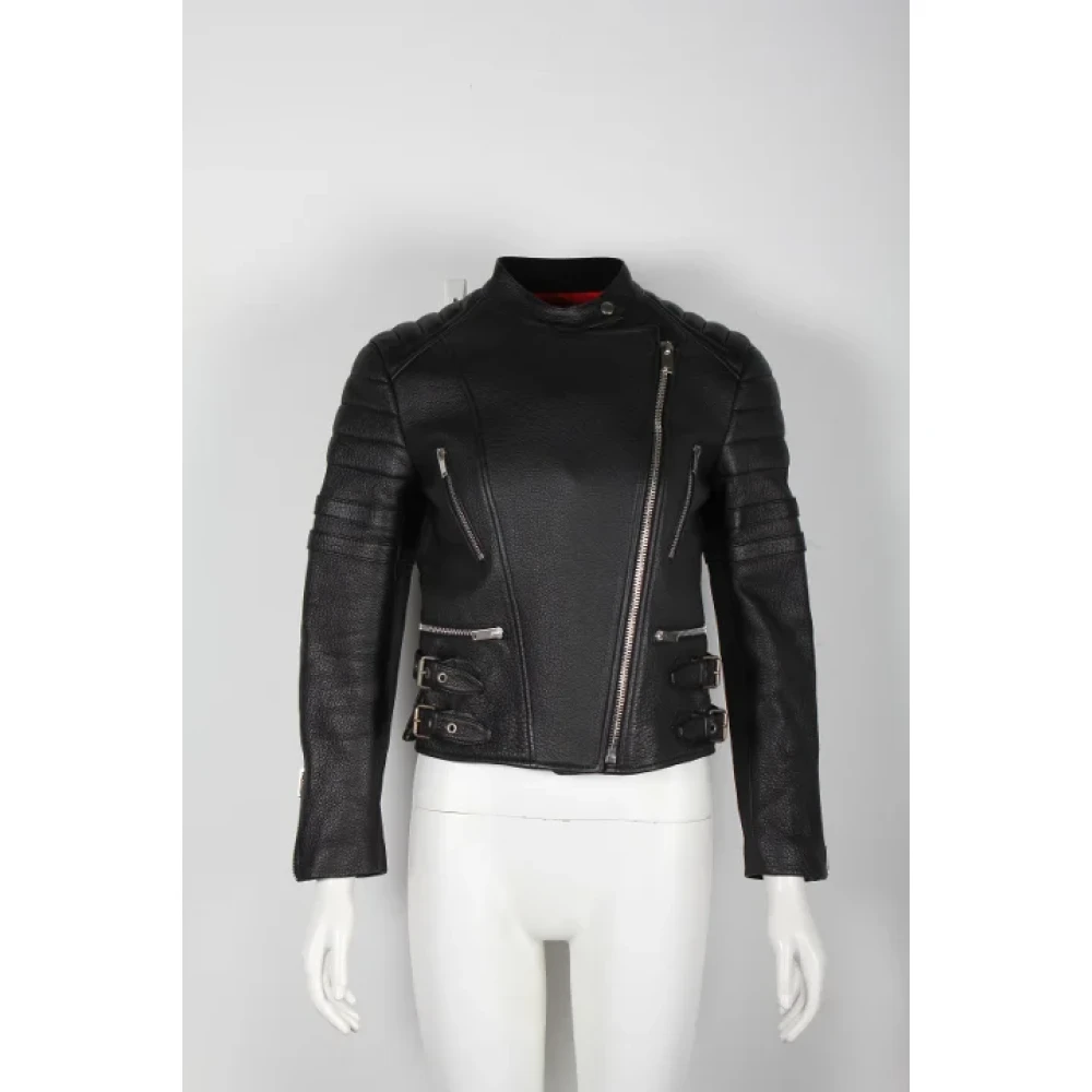 Celine Vintage Pre-owned Leather outerwear Black Dames