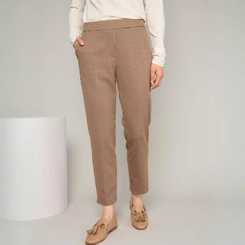 Marie Méro Geruite broek comfortabele pasvorm Brown Dames