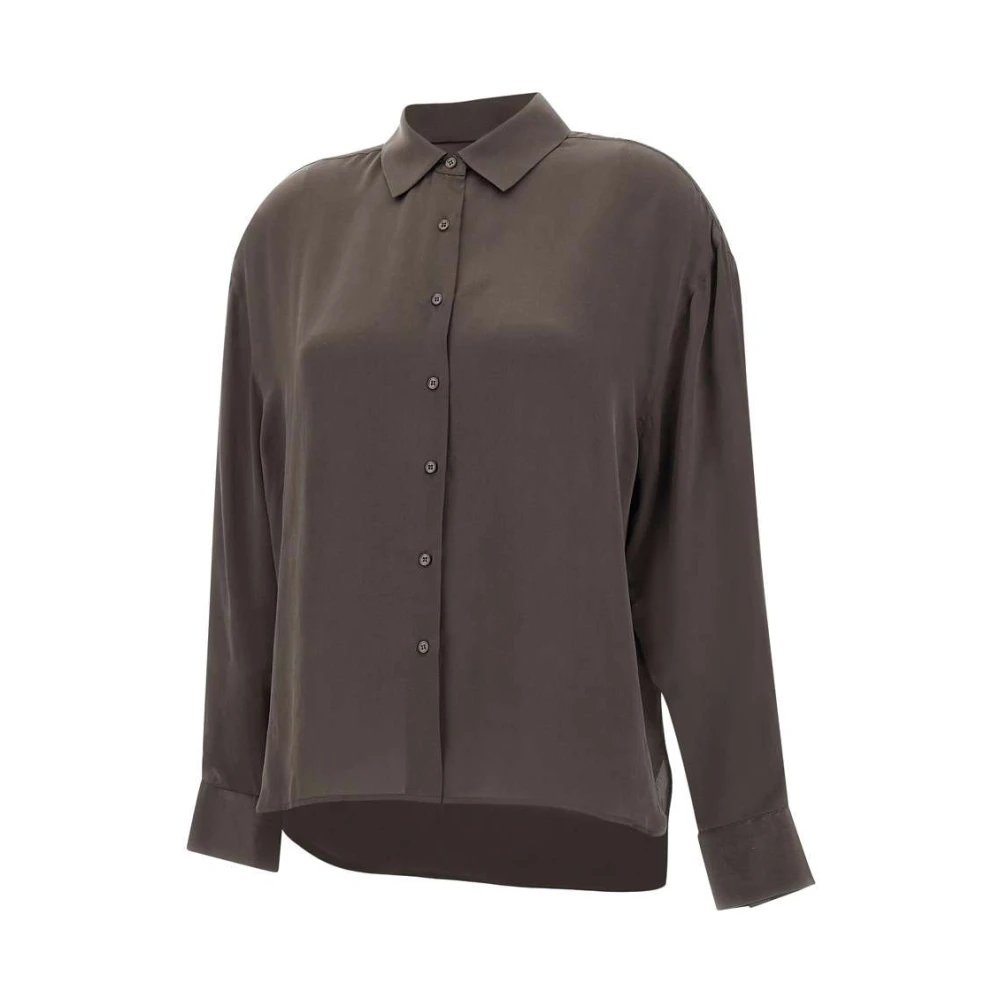 IRO Zijden Chocolade Shirt met Lange Mouwen Brown Dames