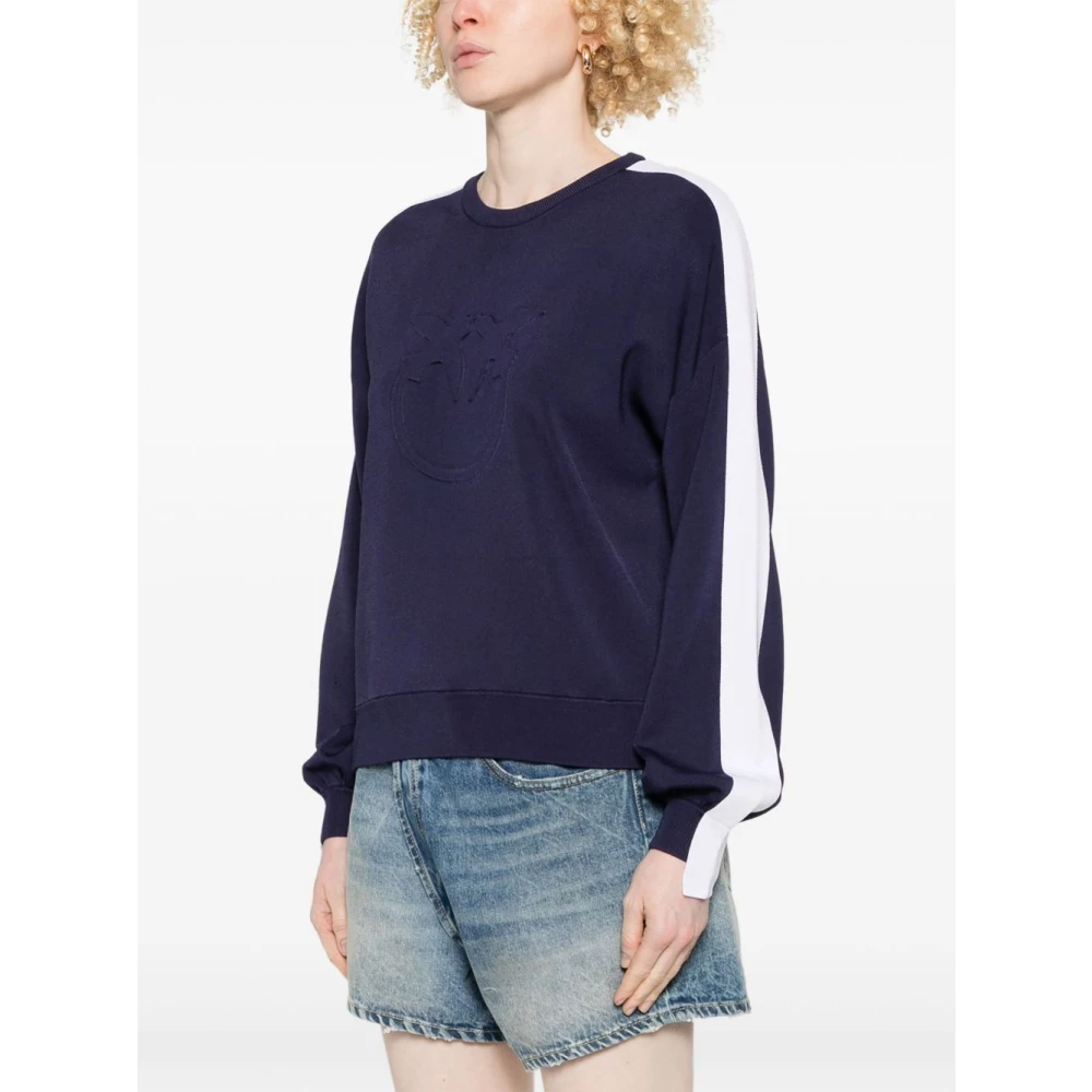 pinko Blauw en wit trui Ss25 Blue Dames