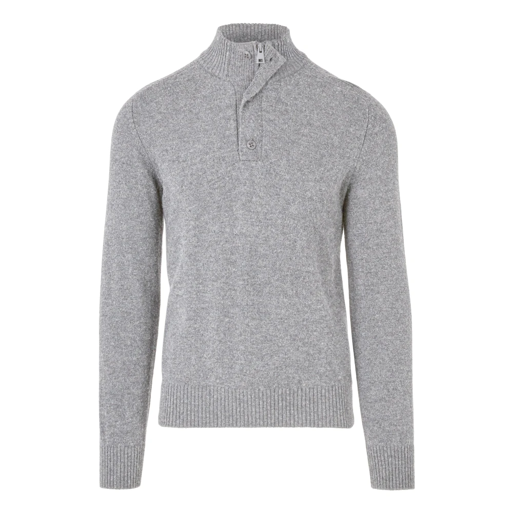 Bomboogie Men's Gray Merino Wool Jumper With High Neck And Buttons - Turtlenecks - 2XL - Knitwear