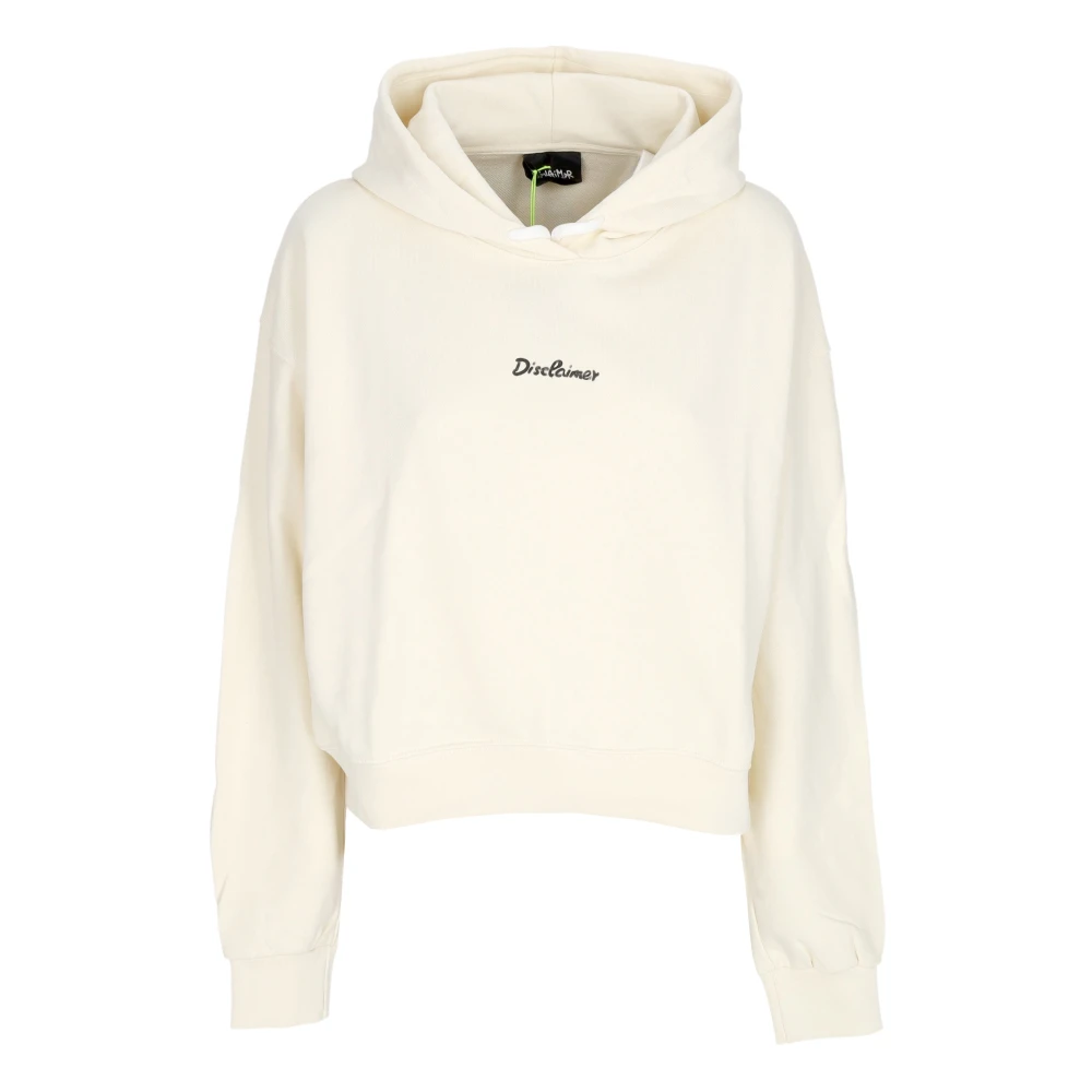 Disclaimer Logo Crop Hoodie Lätt Sweatshirt Beige, Dam