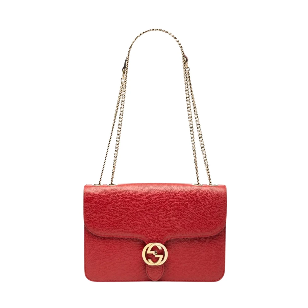 Gucci Vintage Women's Red Pre-Owned Flap Shoulder Bag