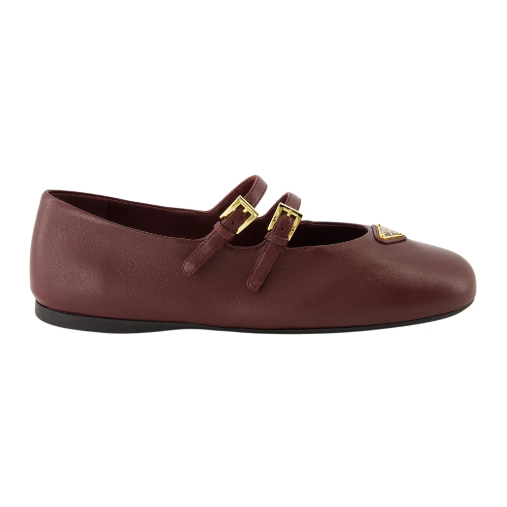 Prada Women's Burgundy Leather Ballet Flats