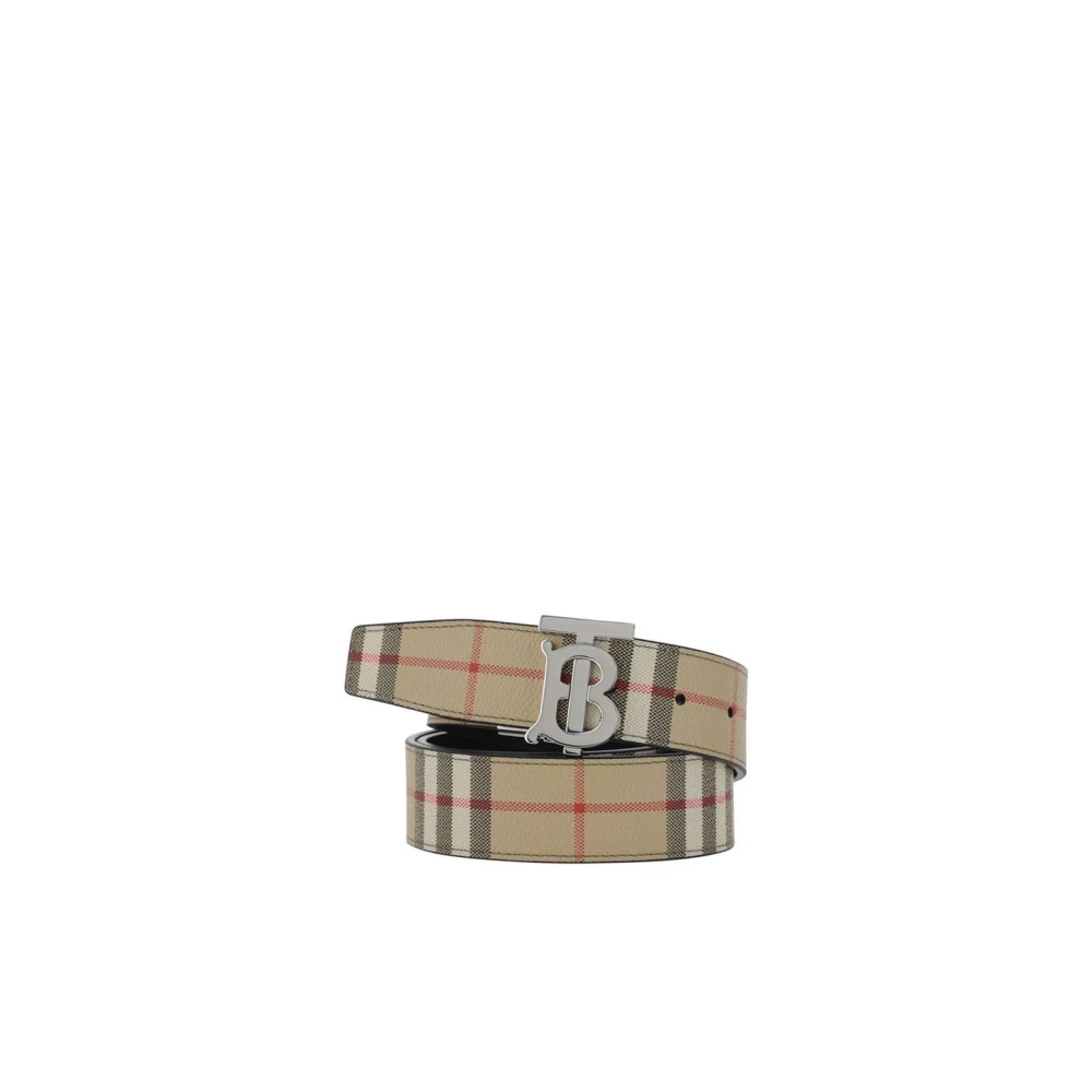 Burberry Iconic Check Reversible Riem met Gouden Gesp Multicolor Heren