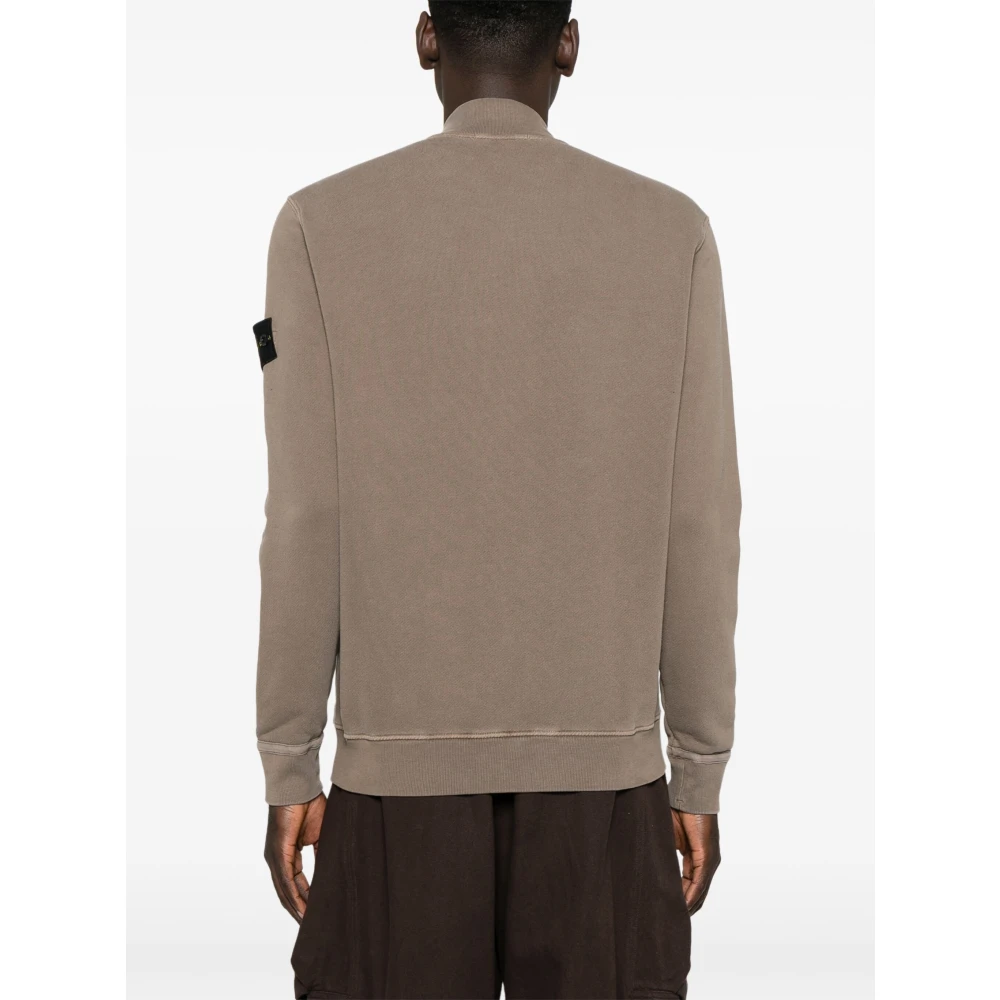 Stone Island Bruine Volledige Rits Zachte Trui Brown Heren