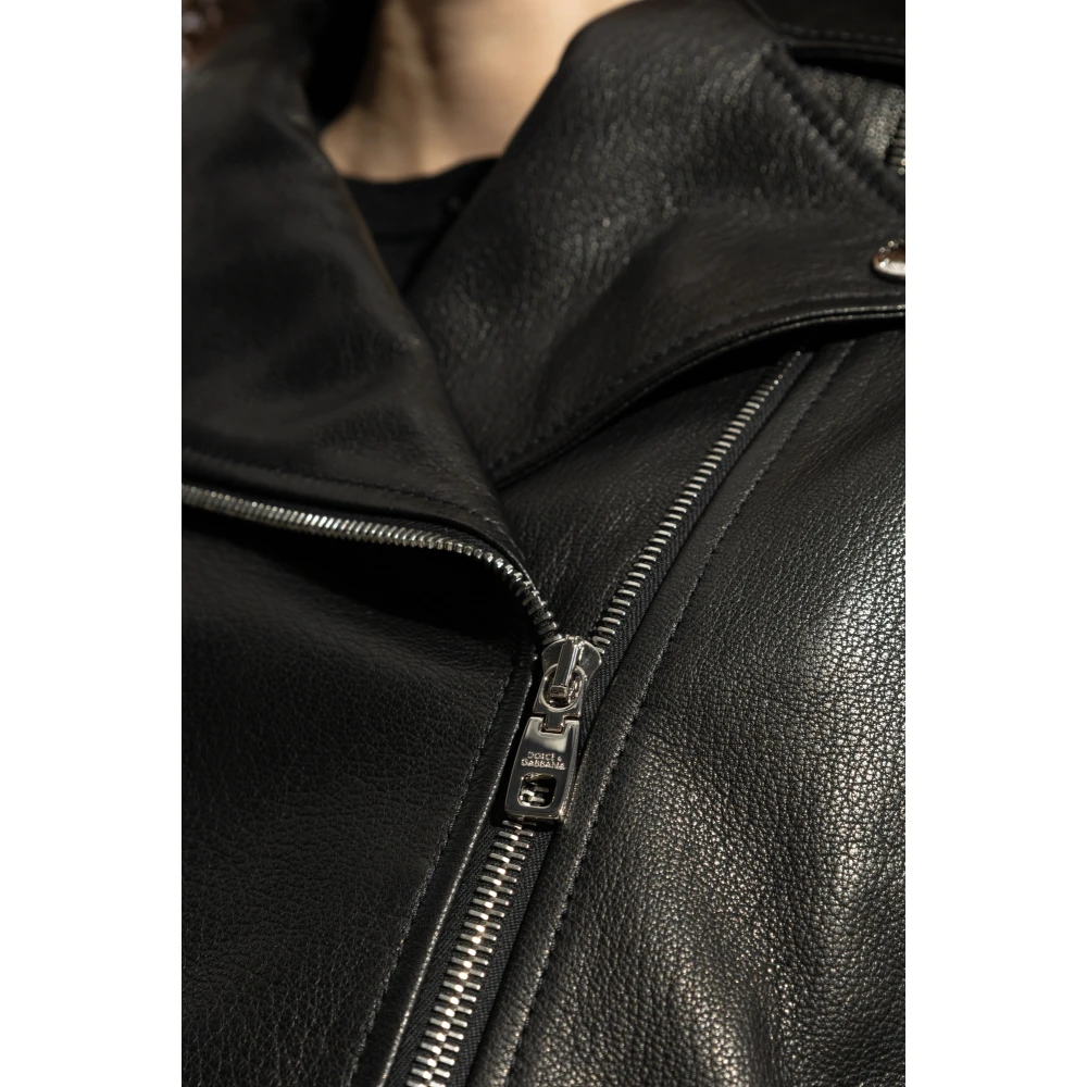 Dolce & Gabbana Leren jas Black Dames