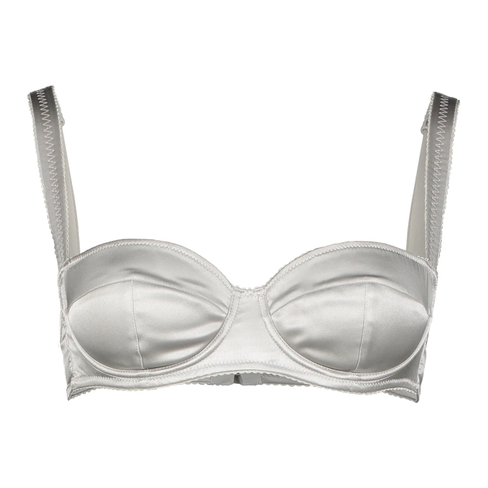 Dolce & Gabbana Satin Balconette Bh met Contraststiksels Gray Dames