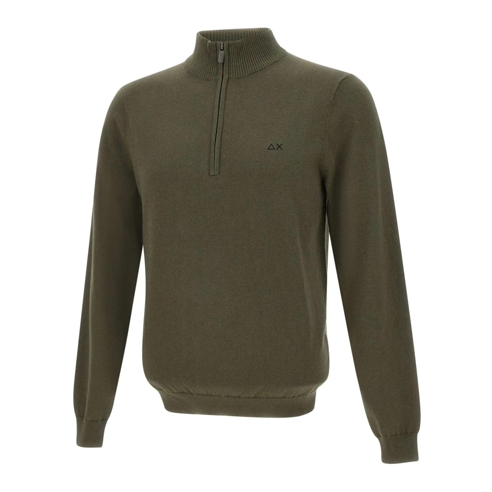 Sun68 Men's Green Turtlenecks, L, Half Zip Jumper