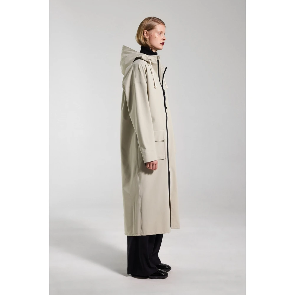Stutterheim Mat Lang Regenjas met Aqua Guard Rits Beige Dames
