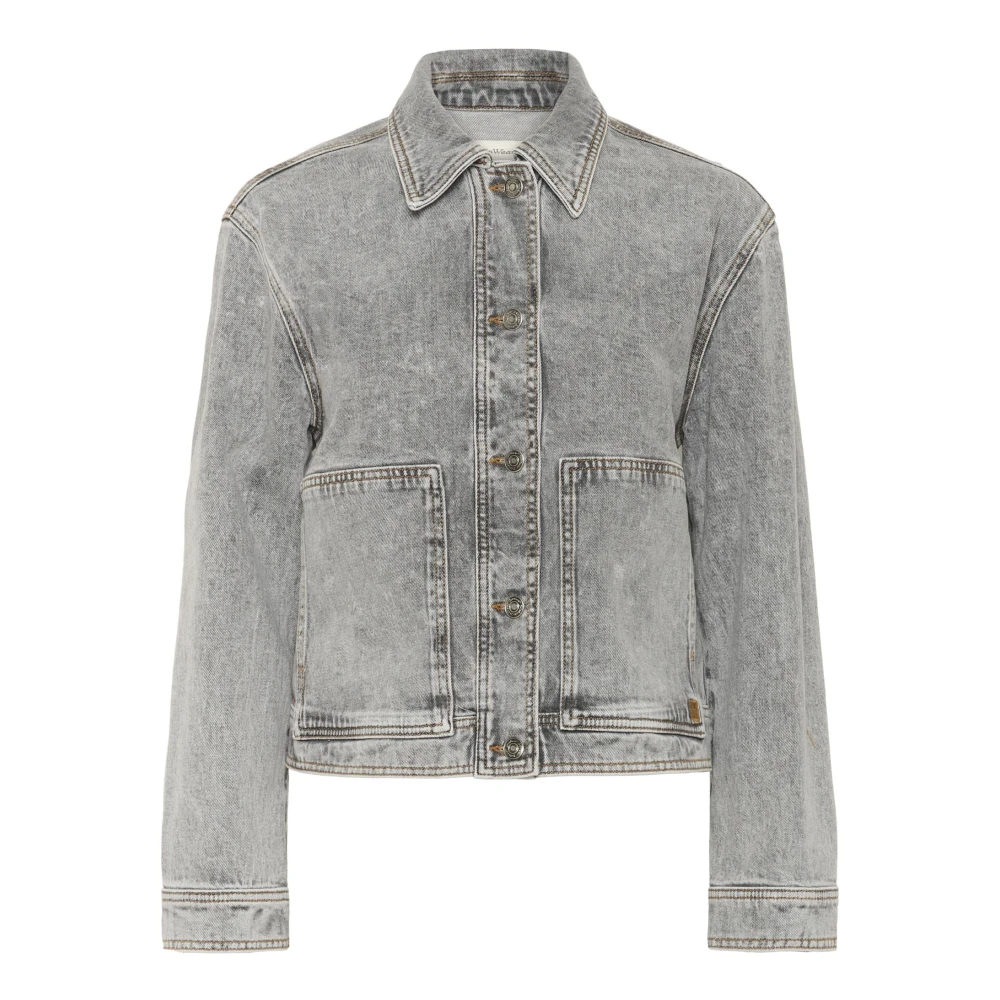 Inwear Gray Denim Jackets, Female, L, Light Grey Denim Jacket