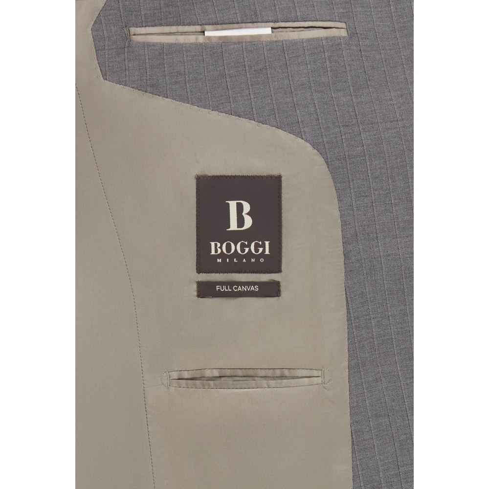 Boggi Milano Pinstripe Pure Wool Pak Gray Heren