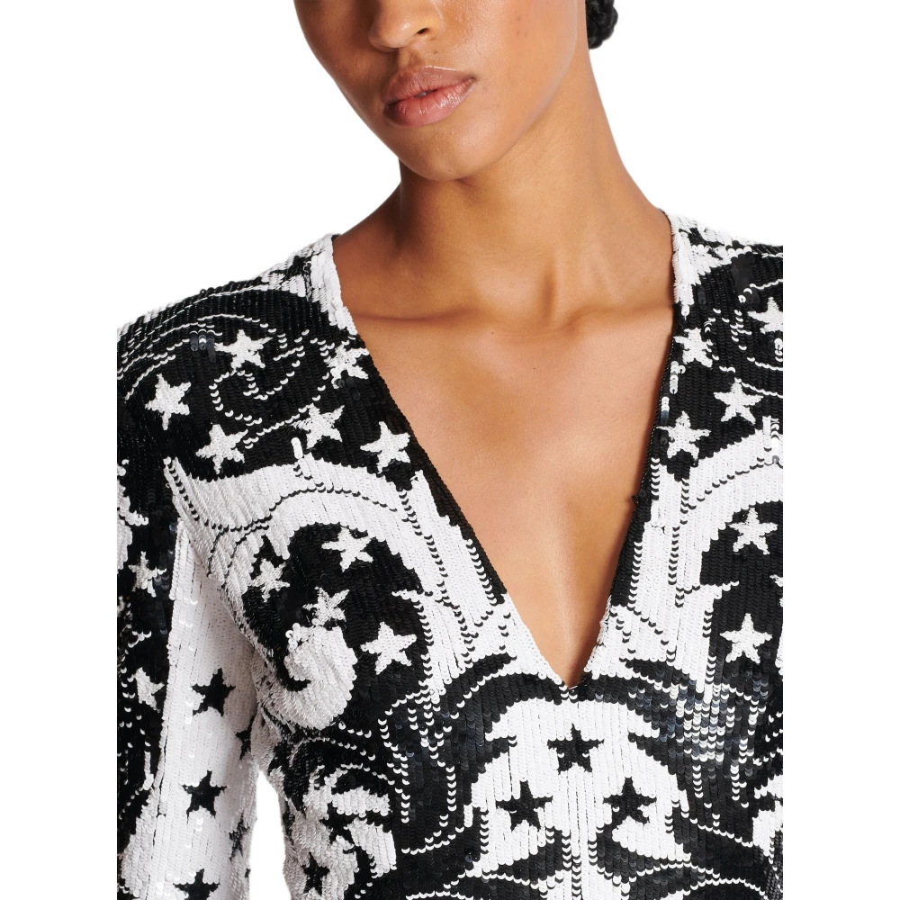 Balmain Geborduurde Paisley en Ster Korte Jurk Multicolor Dames