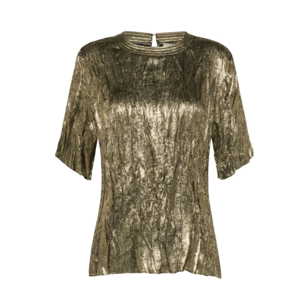 Momoni Geplooide blouse met korte mouwen Yellow Dames