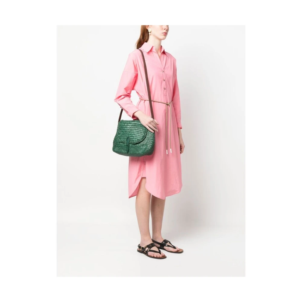 Dragon Diffusion Bosgroene Geweven Leren Satchel Tas Green Dames