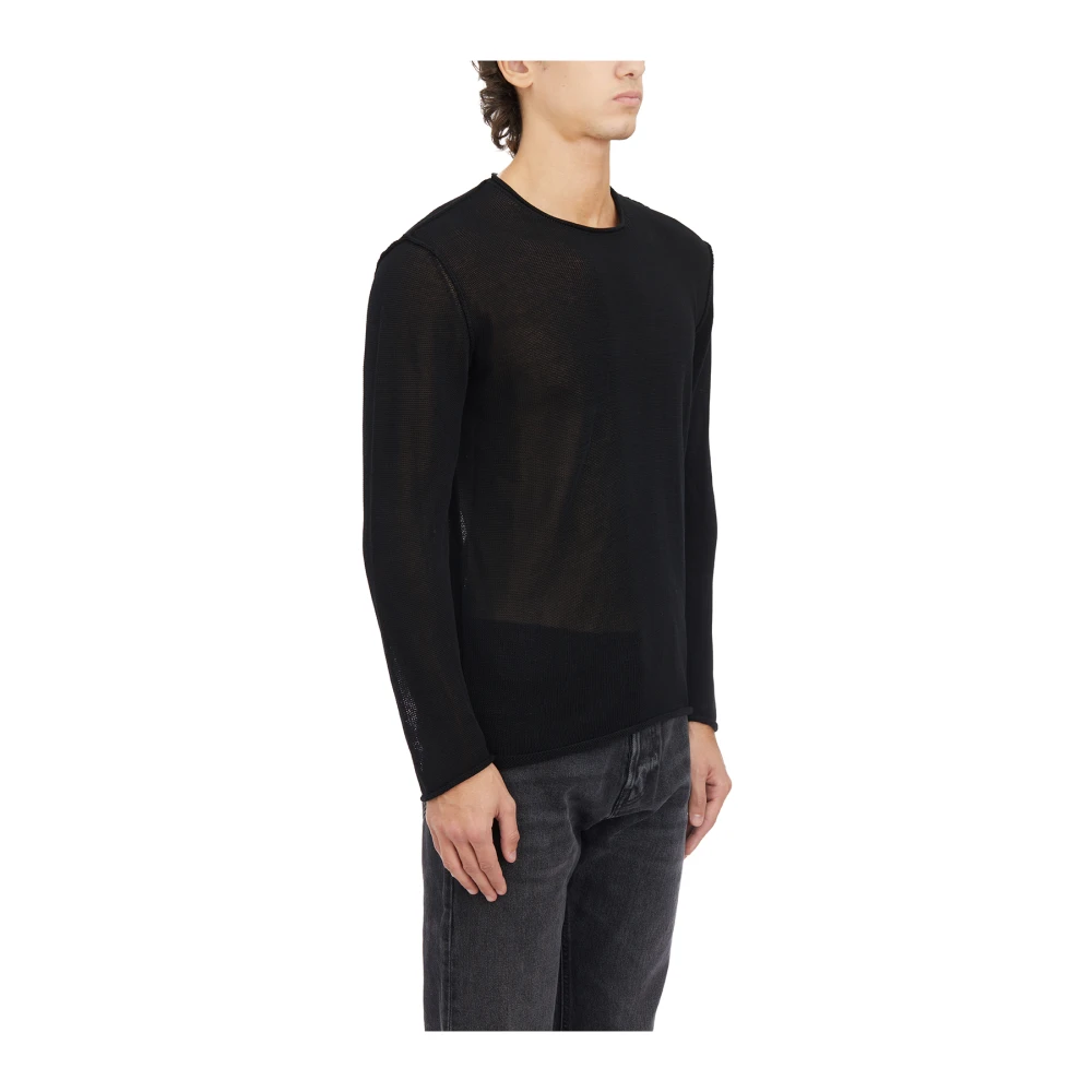 Isabel Benenato Katoenen Crewneck Sweater Black Heren