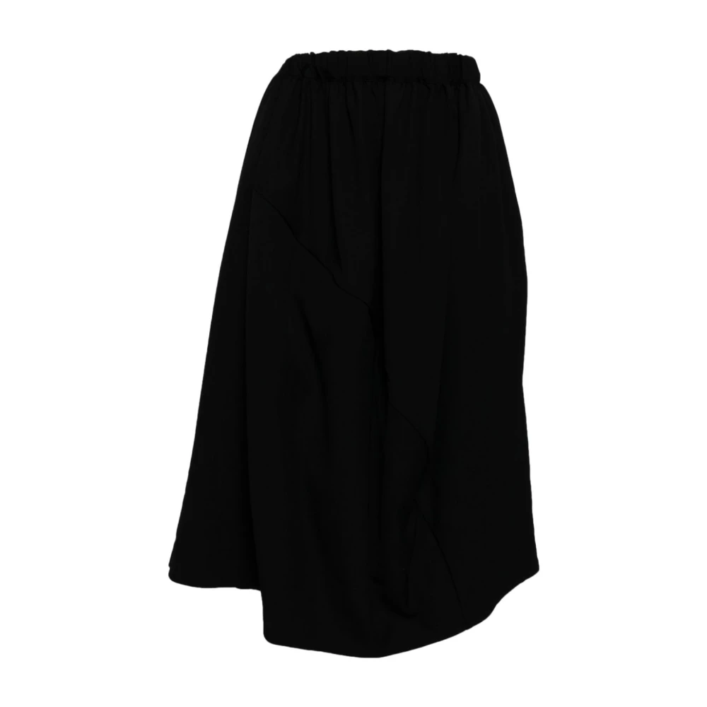 Comme des Garçons Zwarte Wollen Midi Rok Black Dames