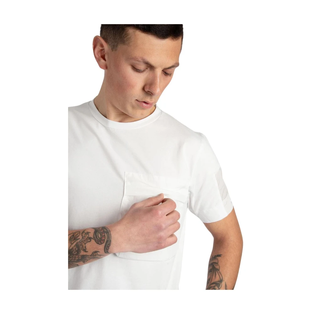 Duno Ademend katoenen T-shirt met voorzak White Heren