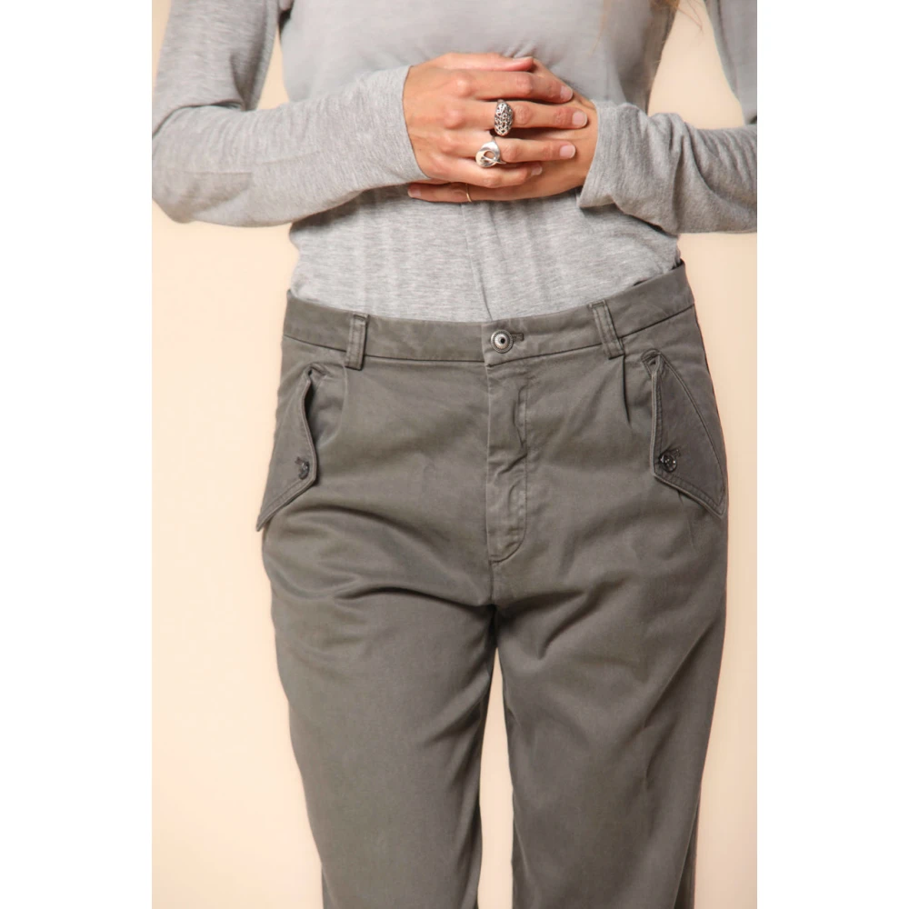 Mason's Cargo Broek in Satijn Stretch met Curvy Fit Gray Dames