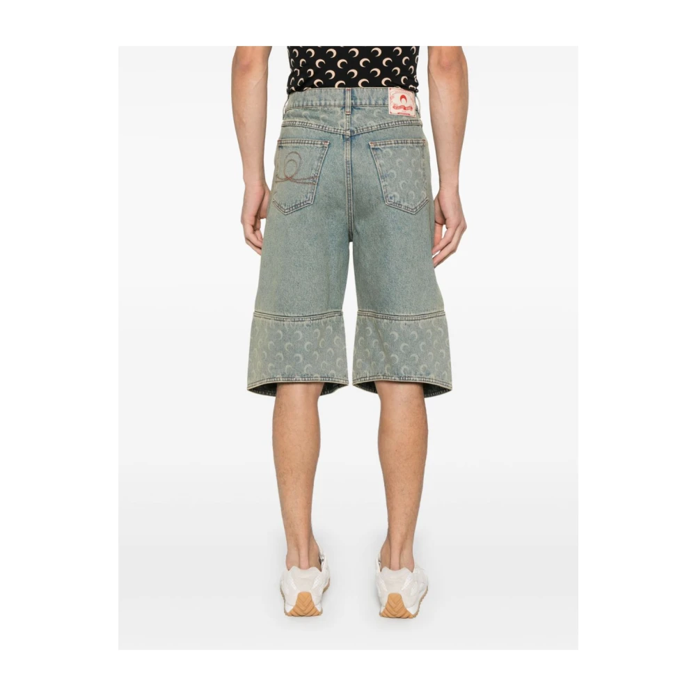 Marine Serre Beige Shorts met knoopsluiting Blue Heren