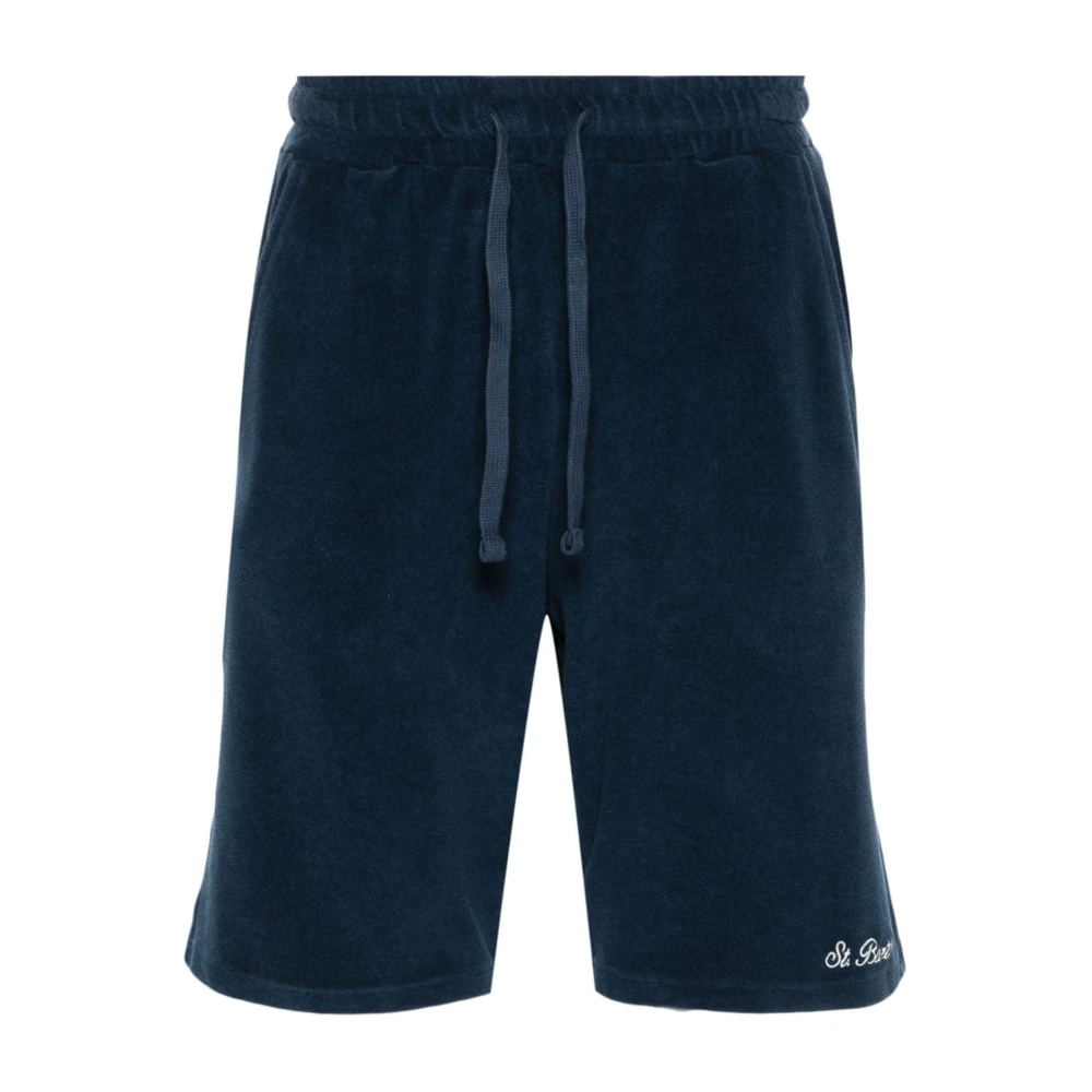 MC2 Saint Barth Blauwe Terry Cloth Shorts met Logo Blue Heren