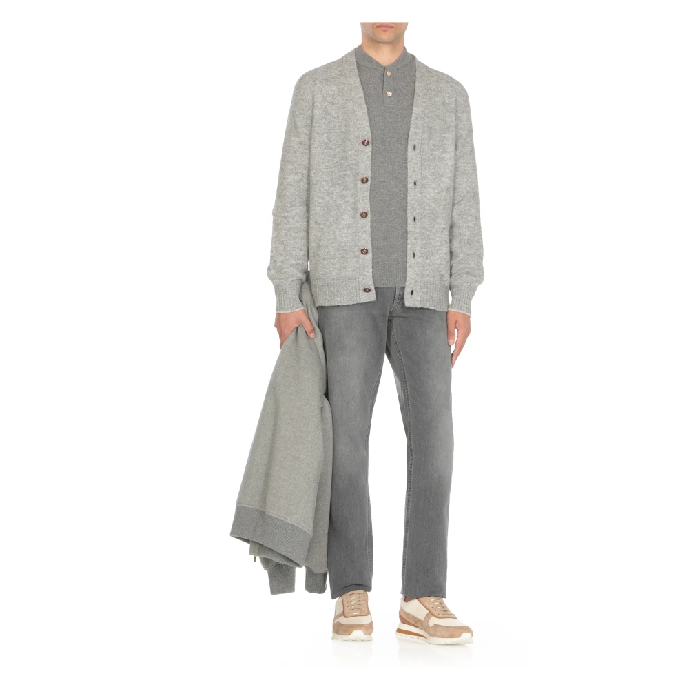 BRUNELLO CUCINELLI Grijze Alpaca Blend V-Hals Vest Gray Heren