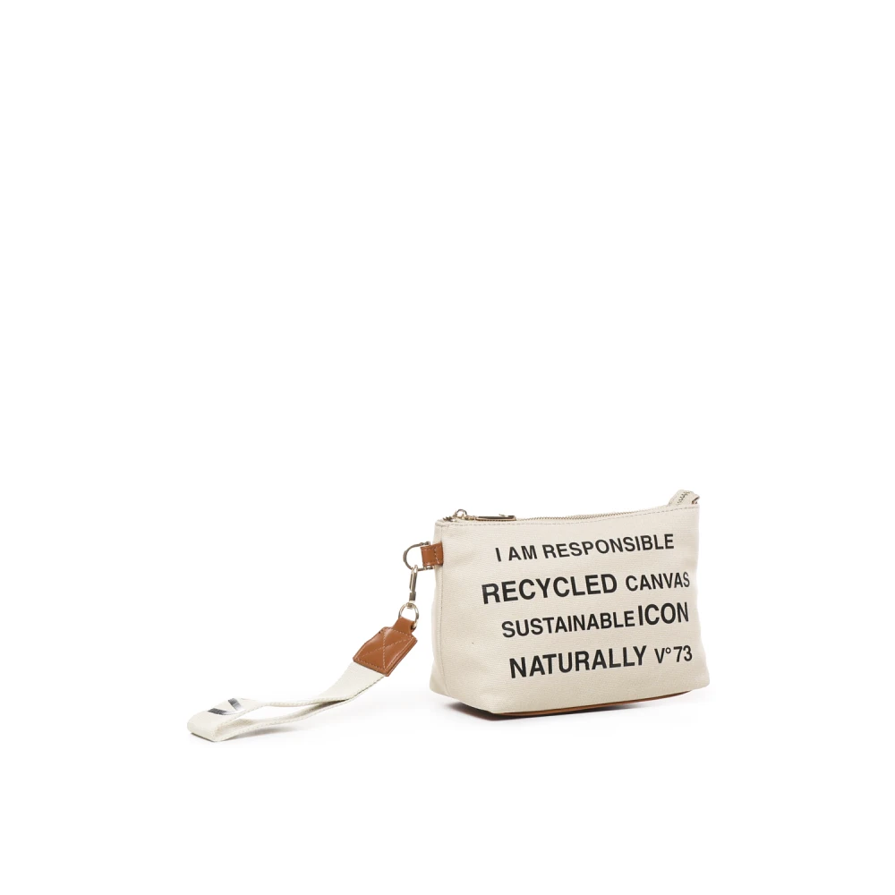 V73 Denim clutch tas met handvat Beige Dames