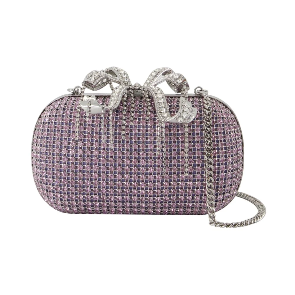 Self Portrait Women's Purple Chainmail Handbag With Rhinestones